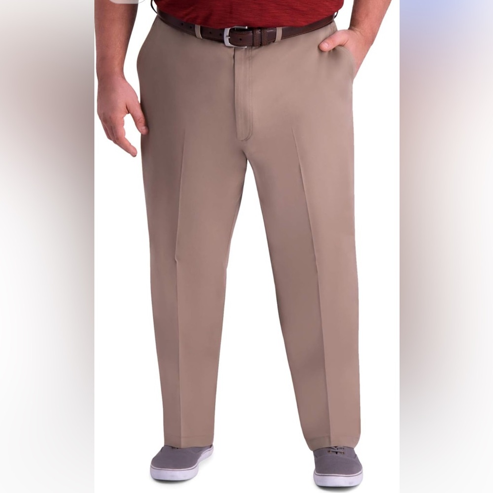 Haggar Premium Comfort Dress Pants 42x30 Wool Blend Med Khaki Classic Fit NWT